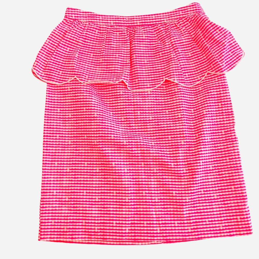 Lilly Pulitzer Fiesta Pink Pretty Gingham Thyme Peplum Skirt